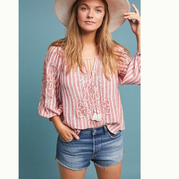Anthropologie Tops - NWOT Anthro Audria Peasant Embroidered Top M